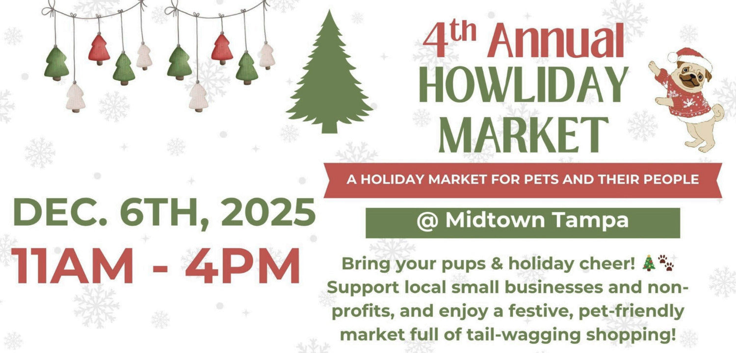 Advertisement for the 4th Annual Howliday Market with festive elements and event details.